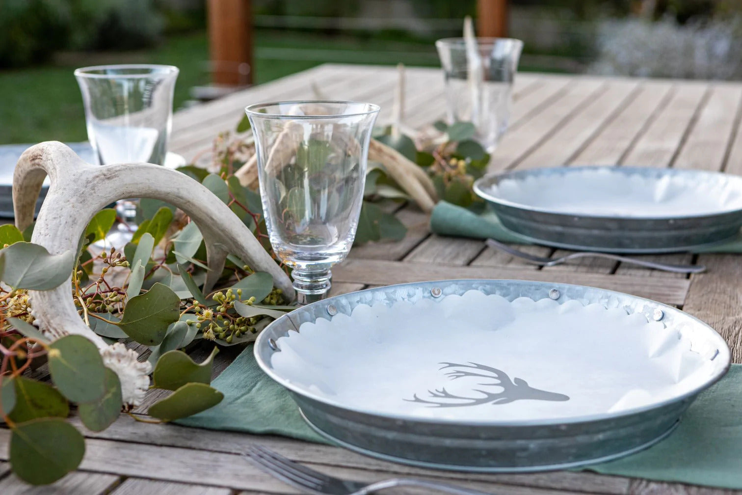 Galvanized Metal plates with Oh Deer liners