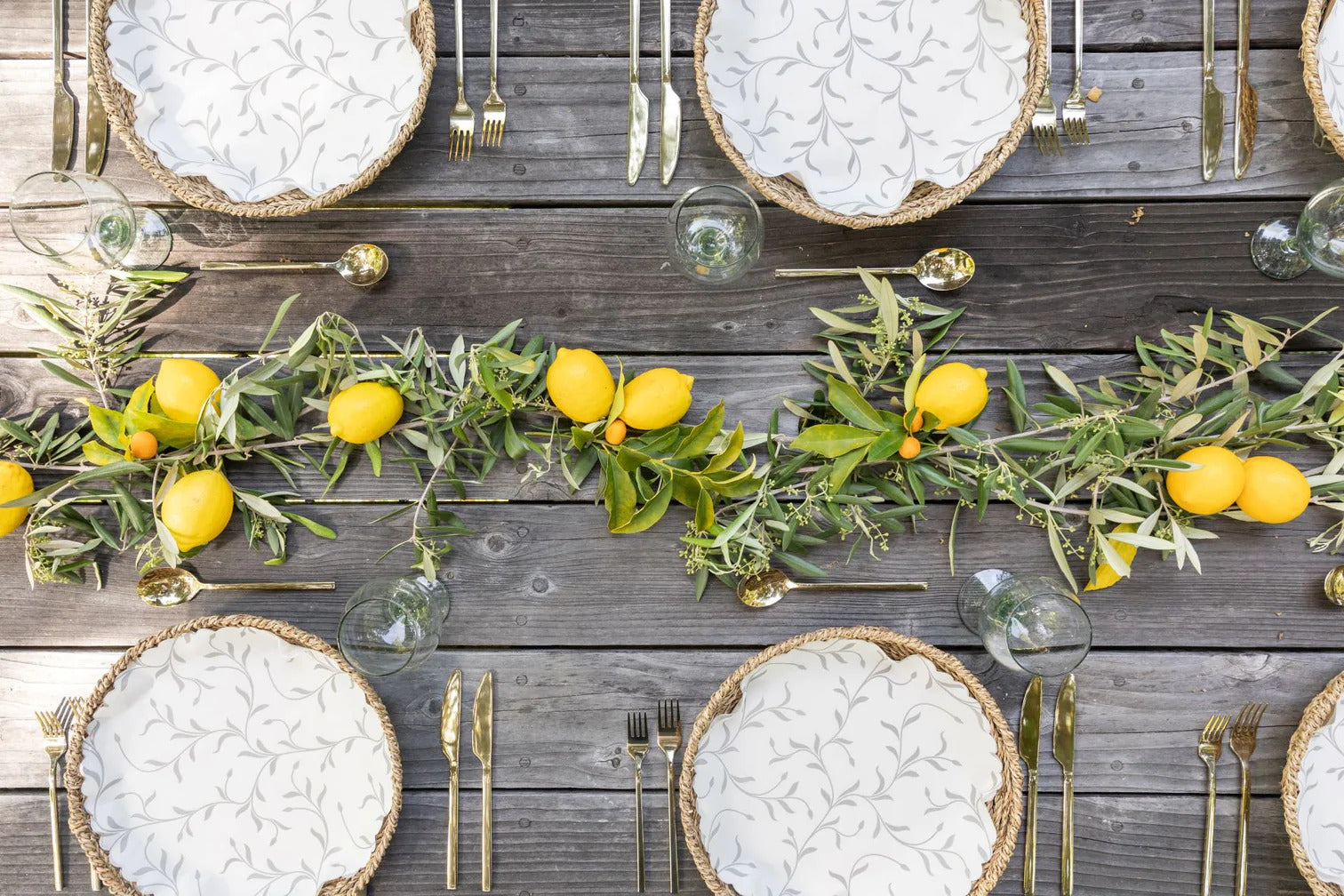 Woven Seagrass plates with Branching Out liners
